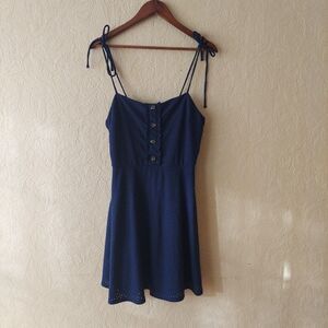 Speechless Blue Eyelet Fit Flare Spaghetti Strap Above Knee Dress Juniors Sz XXL